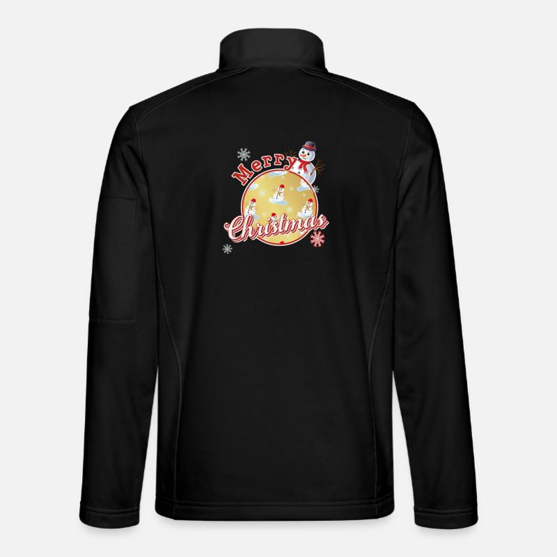 Merry Christmas English with Snowmen - Unisex Softshell Jacket - black