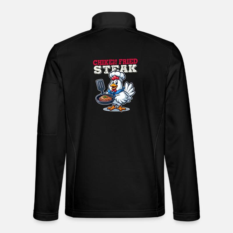 Fried Chicken Steak Cartoon - Unisex Softshell Jacket - black