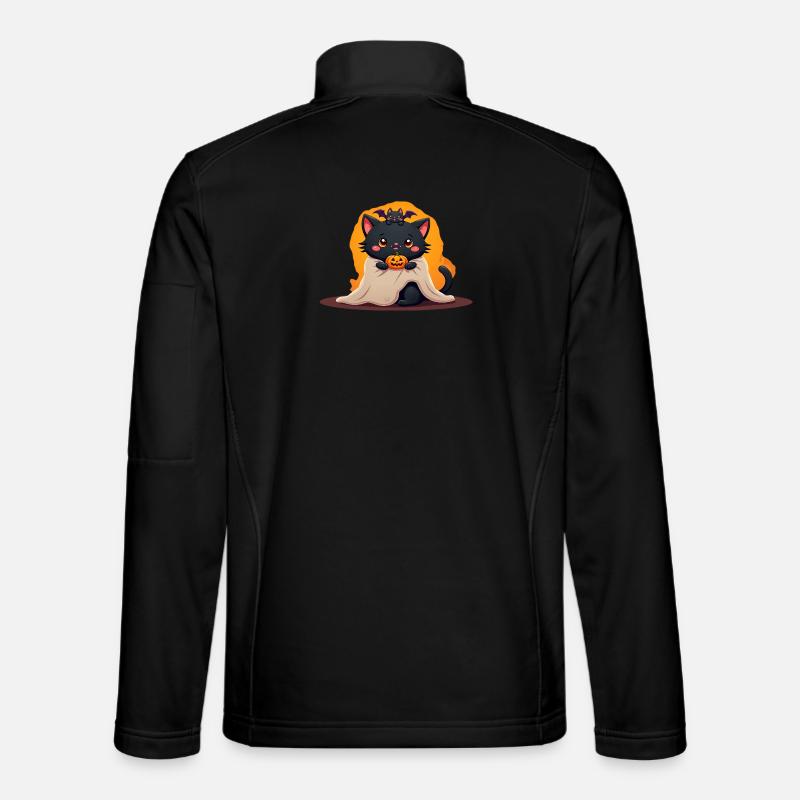 Halloween Cat with Halloween Pumpkin - Unisex Softshell Jacket - black
