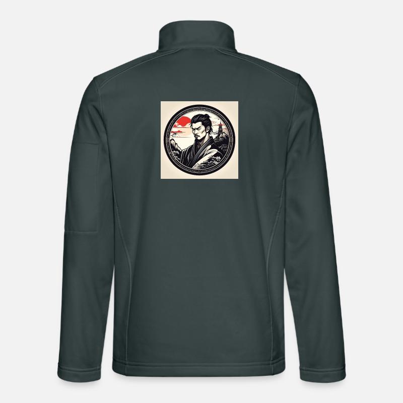 Samurai in circle frame sunset Unisex Softshell Jacket
