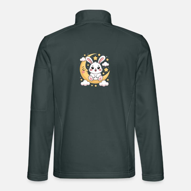 Cute bunny on crescent moon with stars Unisex Softshell Jacket