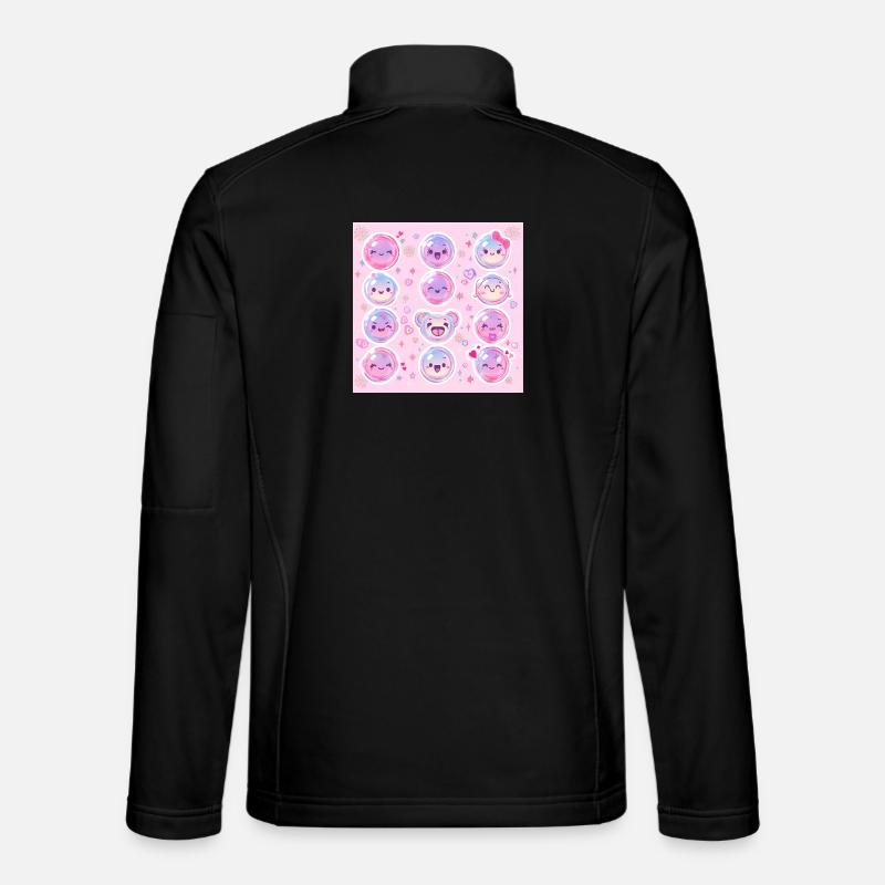 Pink Glow Pastel Kawaii Pattern - Unisex Softshell Jacket - black