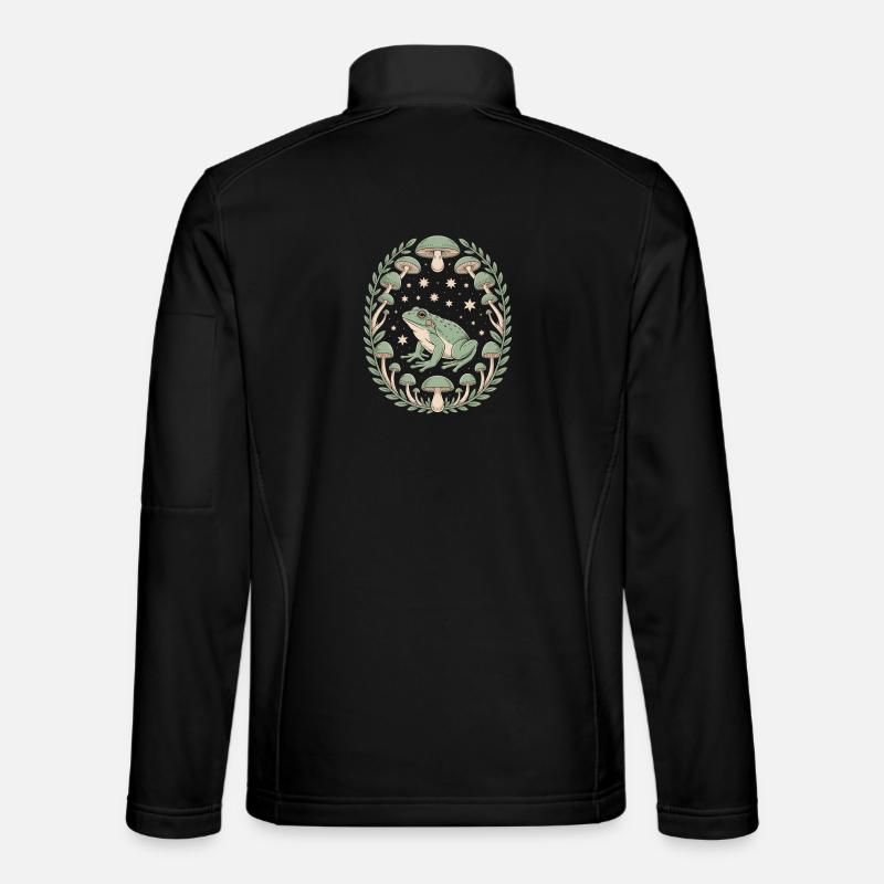 Frosch Und Pilze Mit Sternenhimmel Design - Unisex Softshelljacke - Schwarz