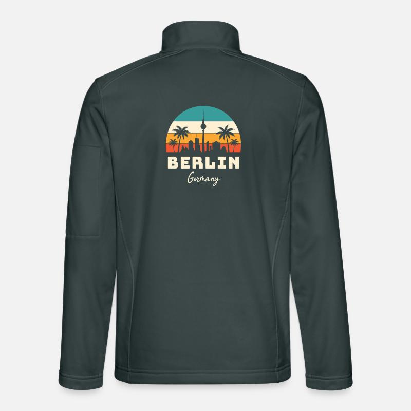 Berlin Germany – Retro skyline in sunset look Unisex Softshell Jacket