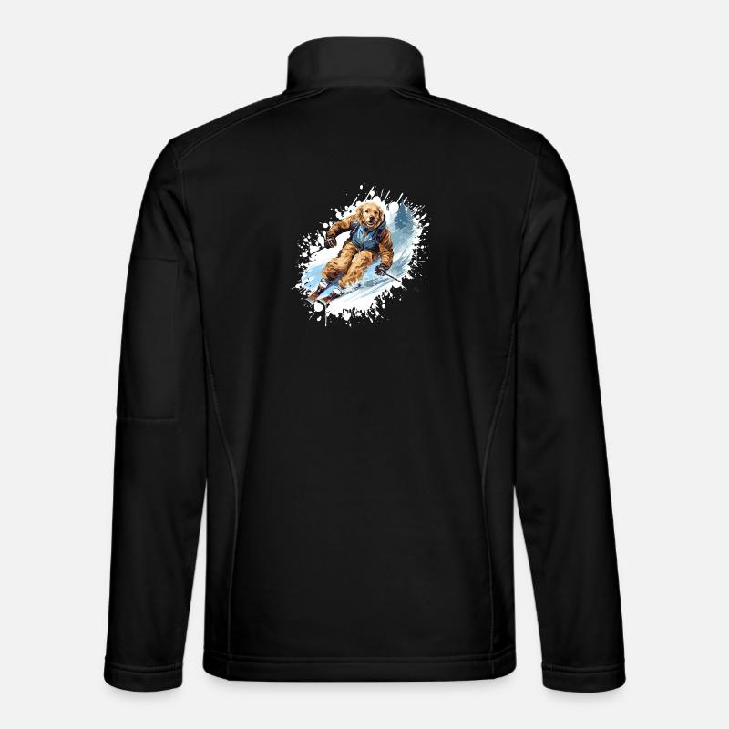 Golden Retriever Dog Ski Skiing - Unisex Softshell Jacket - black