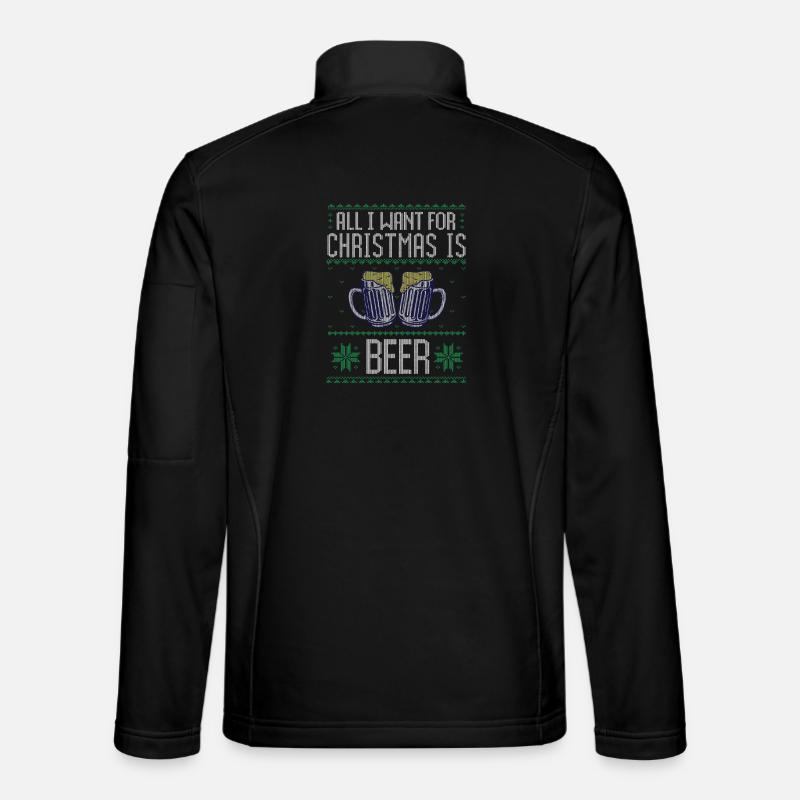 Funny Christmas Beer Lover Design - Unisex Softshell Jacket - black