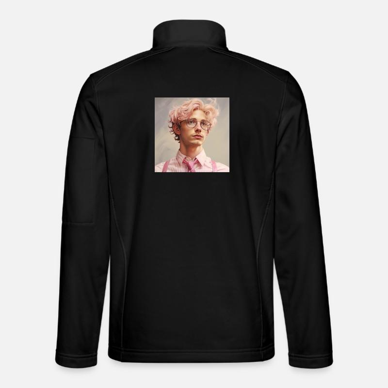 Pastellheld Portrait mit Brille - Unisex Softshelljacke - Schwarz