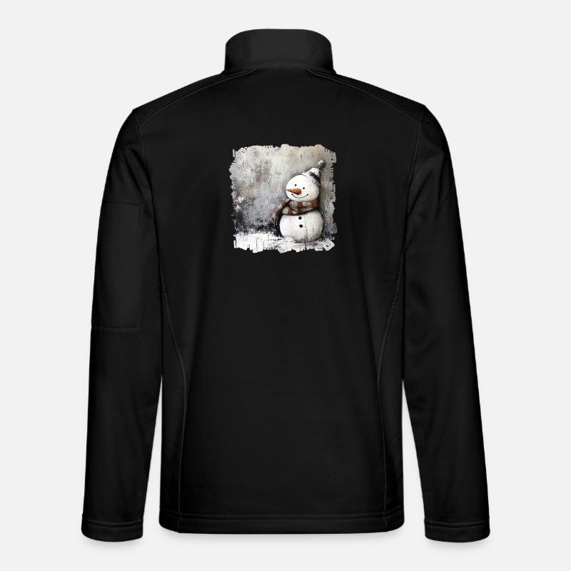 Winter snowman with scarf - Unisex Softshell Jacket - black