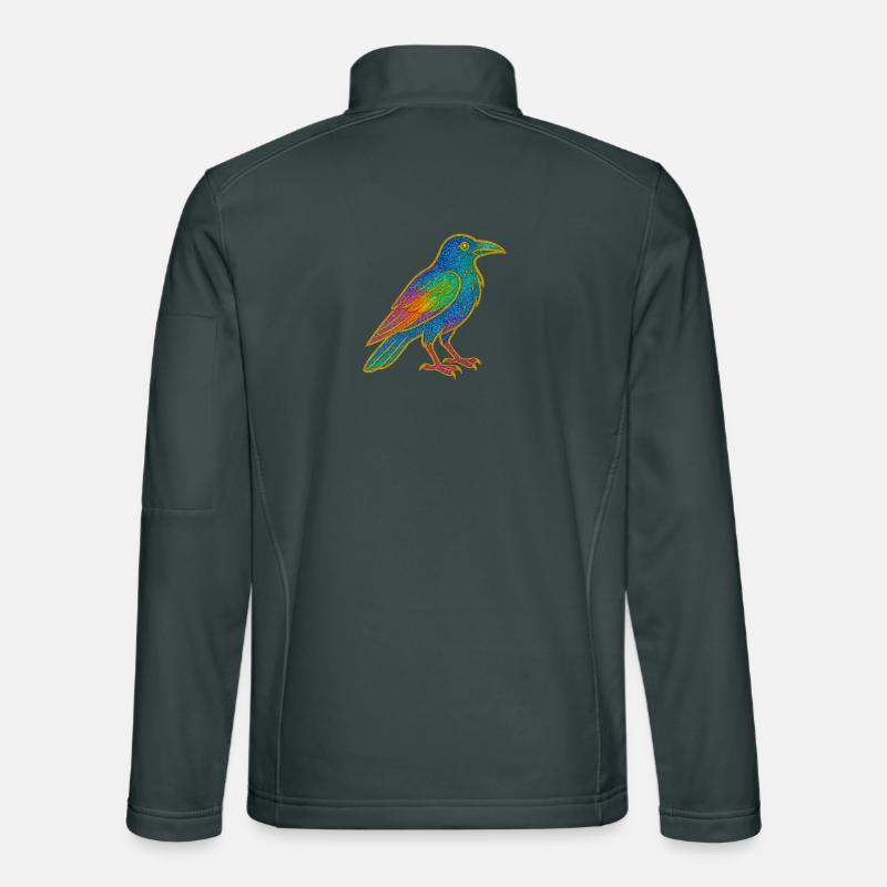 Rainbow Raven Patch Design Unisex Softshell Jacket