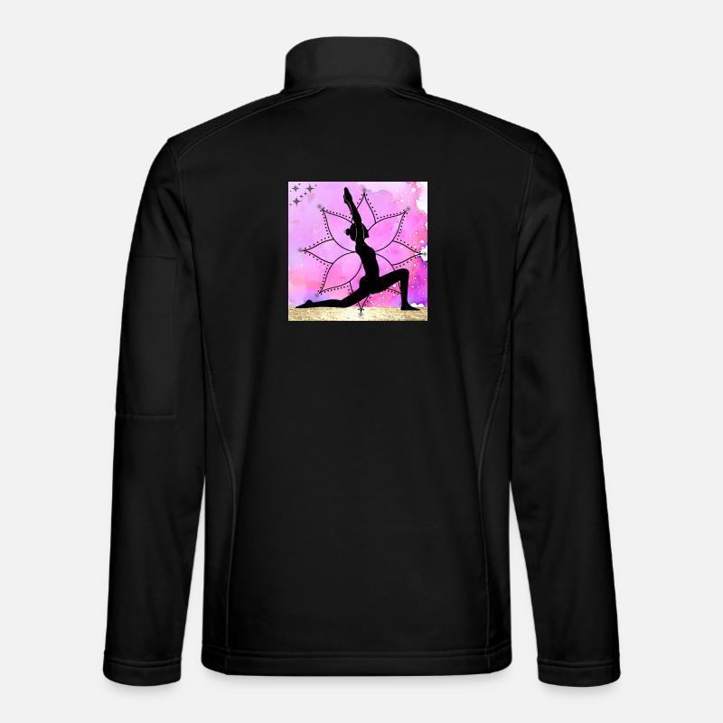 Yoga-Silhouette auf Mandala - Unisex Softshelljacke - Schwarz