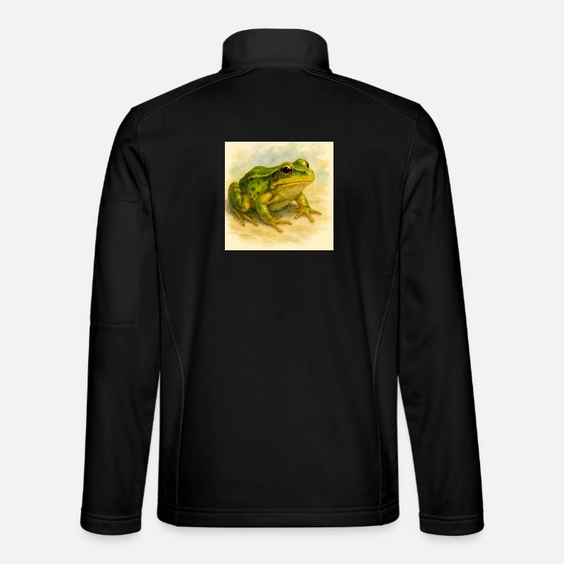 Aquarell Grüner Frosch - Unisex Softshelljacke - Schwarz