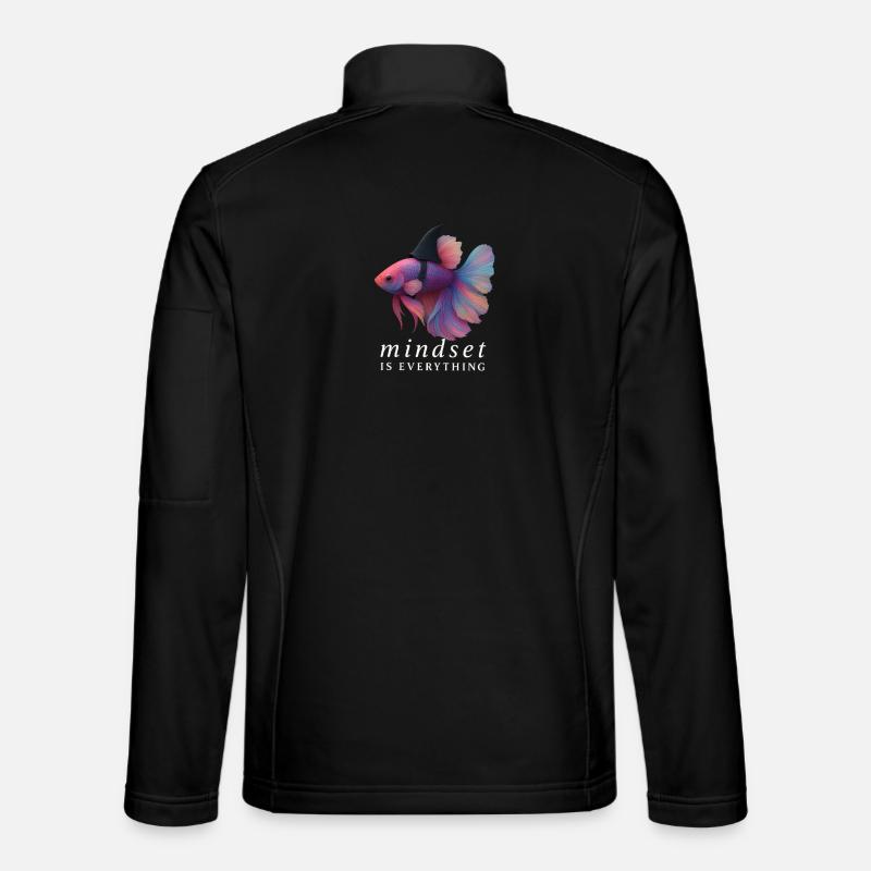 Mindset Fighting Fish Helm, Motivationsspruch - Unisex Softshelljacke - Schwarz