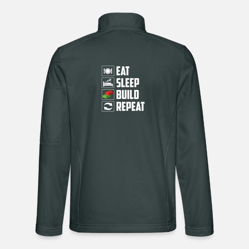Eat Sleep Build Repeat Brick Builder Block  Unisex Softshell Jacket