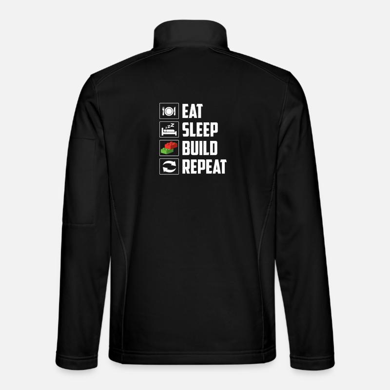 Eat Sleep Build Repeat Brick Builder Block  - Unisex Softshell Jacket - black