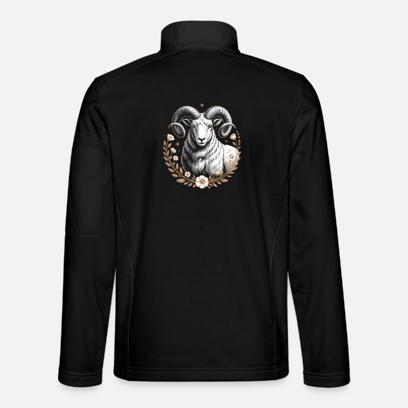 Widder Sternzeichen Mit Blumen Und Sternen - Unisex Softshelljacke - Schwarz