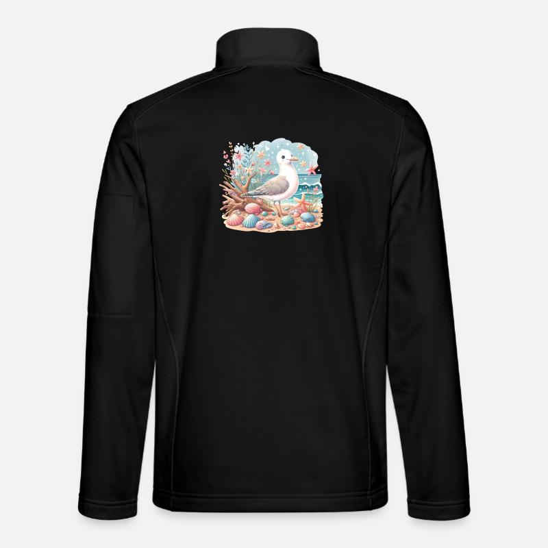 Möwe Strand Muscheln Maritim Küste - Unisex Softshelljacke - Schwarz