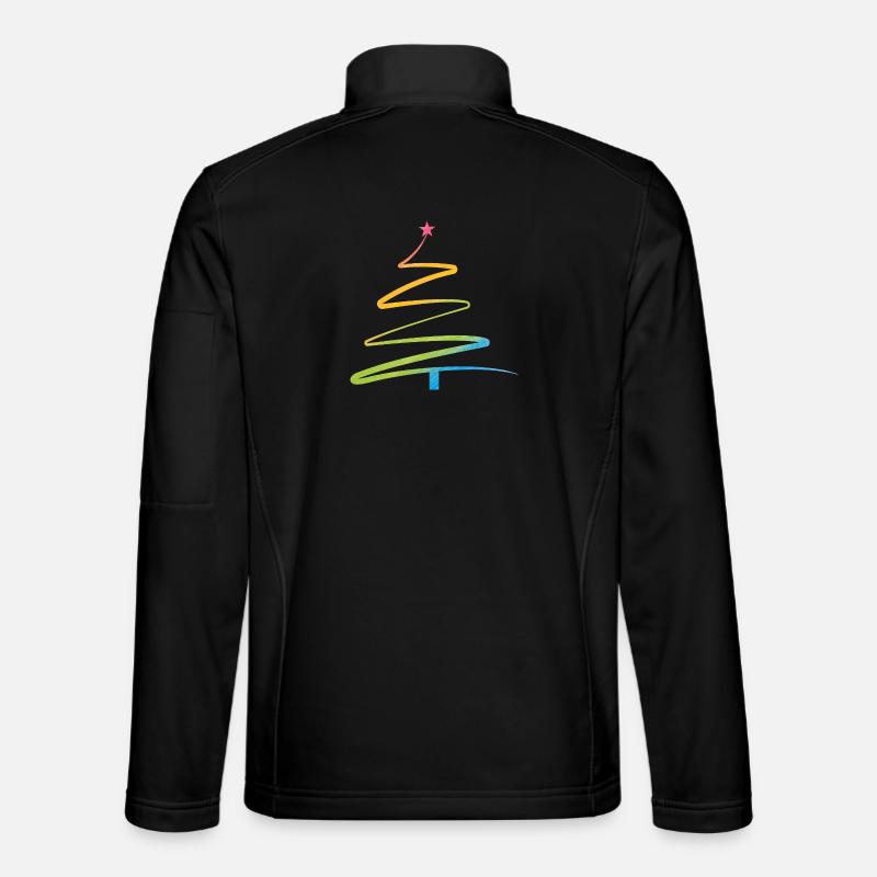 Rainbow Spiral Christmas Tree - Unisex Softshell Jacket - black