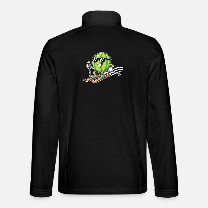 Watermelon on skis with sunglasses - Unisex Softshell Jacket - black