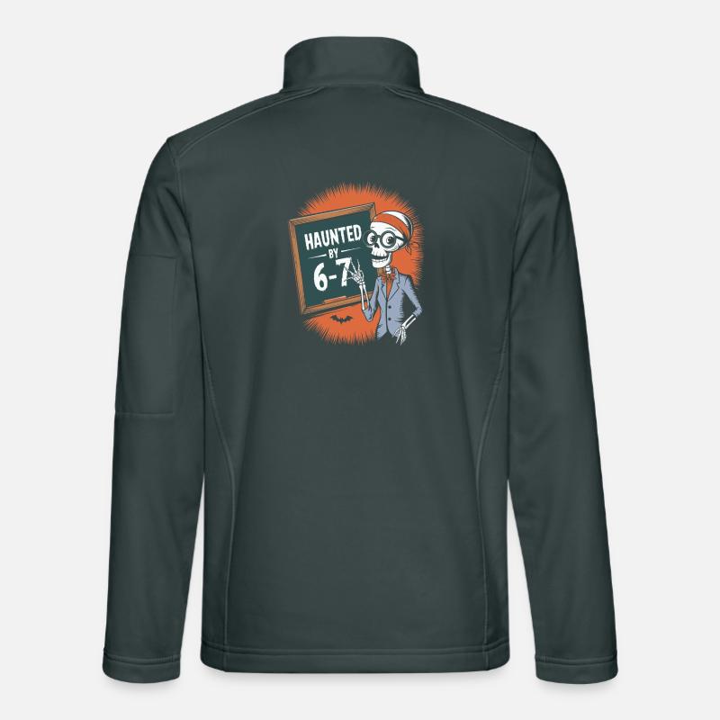 Conception de squelette hanté avec tableau noir et chauves-souris Veste en tissu softshell Unisexe
