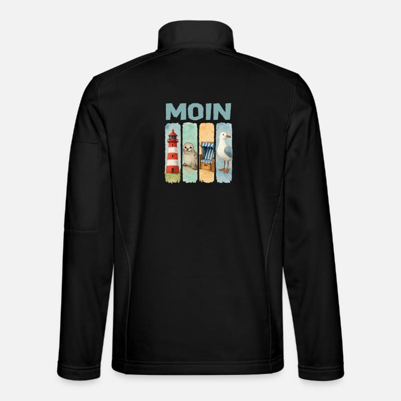 Moin Leuchtturm Robbe Strandkorb Möwe Küste - Unisex Softshelljacke - Schwarz