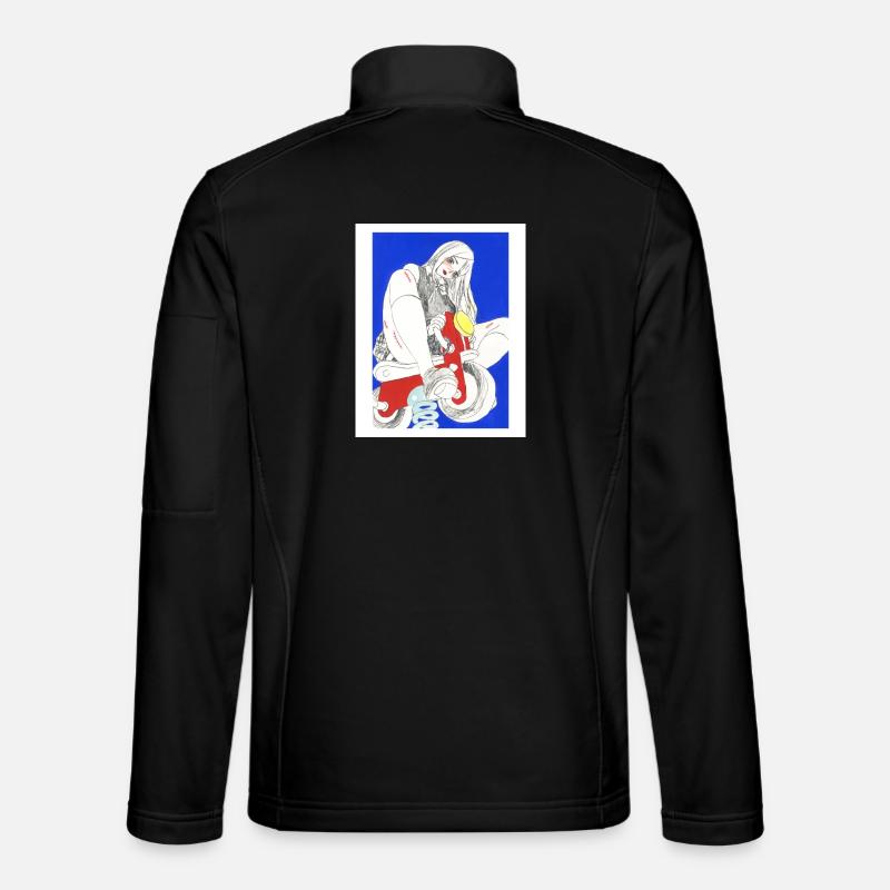 Buntes Manga-Mädchen - Unisex Softshelljacke - Schwarz