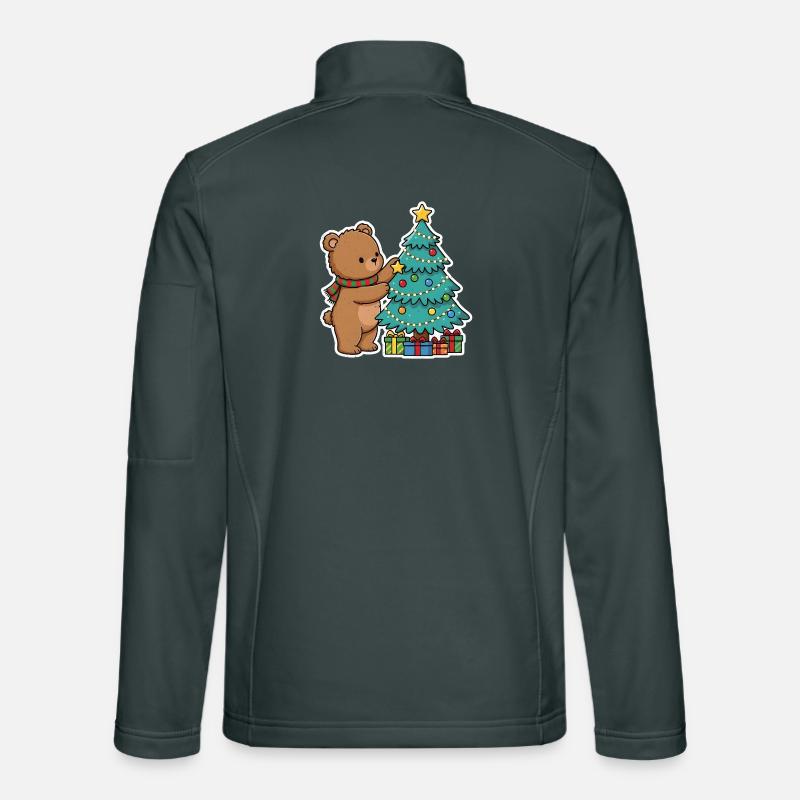 Weihnachtsbär mit Weihnachtsbaum und Geschenken Unisex Softshelljacke