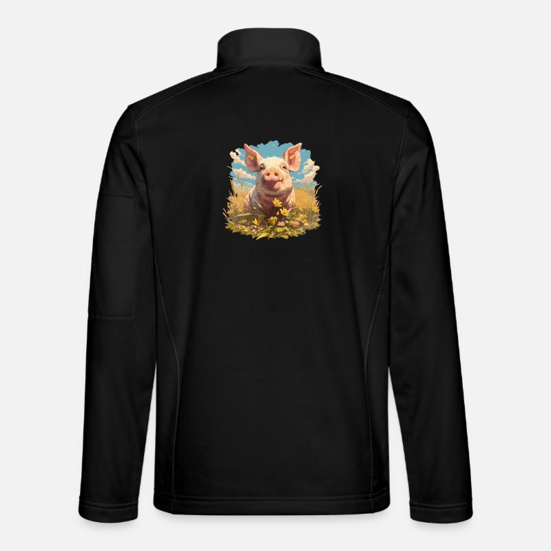 Schweine Schwein - Unisex Softshelljacke - Schwarz