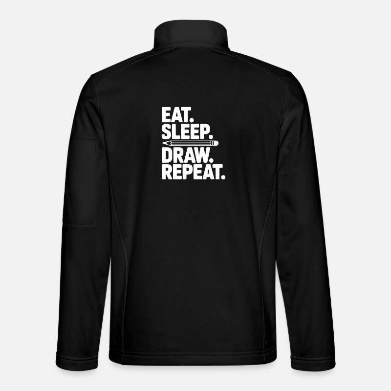 Eat. Sleep. Draw. Repeat. - Unisex Softshell Jacket - black