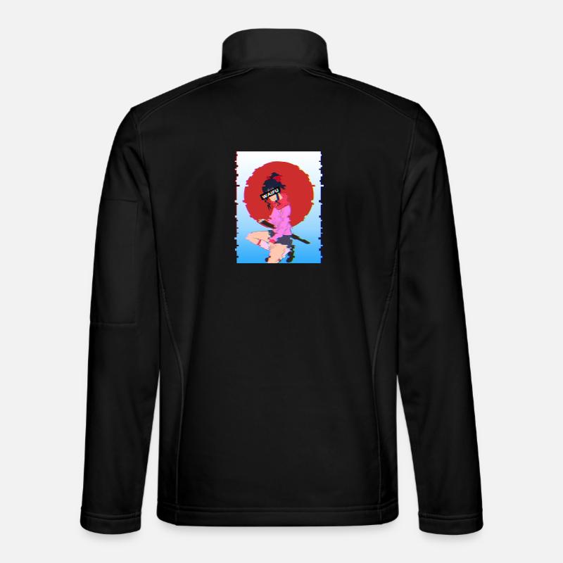 Glitch Samurai Waifu: Vaporwave-Ästhetik - Unisex Softshelljacke - Schwarz