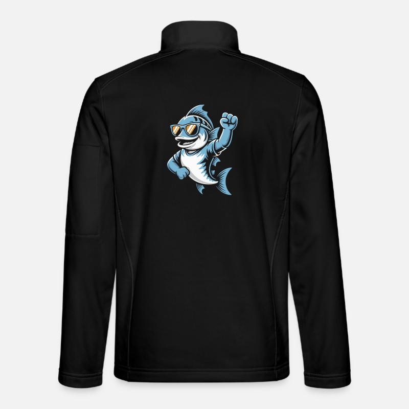 Blauer Hai mit Sonnenbrille - Unisex Softshelljacke - Schwarz