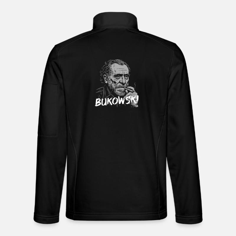 Bukowski Portrait Cigarette Tee - Unisex Softshell Jacket - black