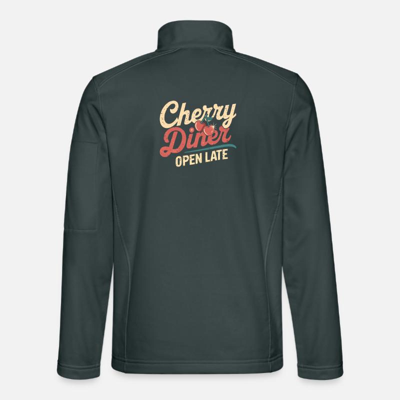 Cherry Diner – Retro Café Style Unisex Softshell Jacket