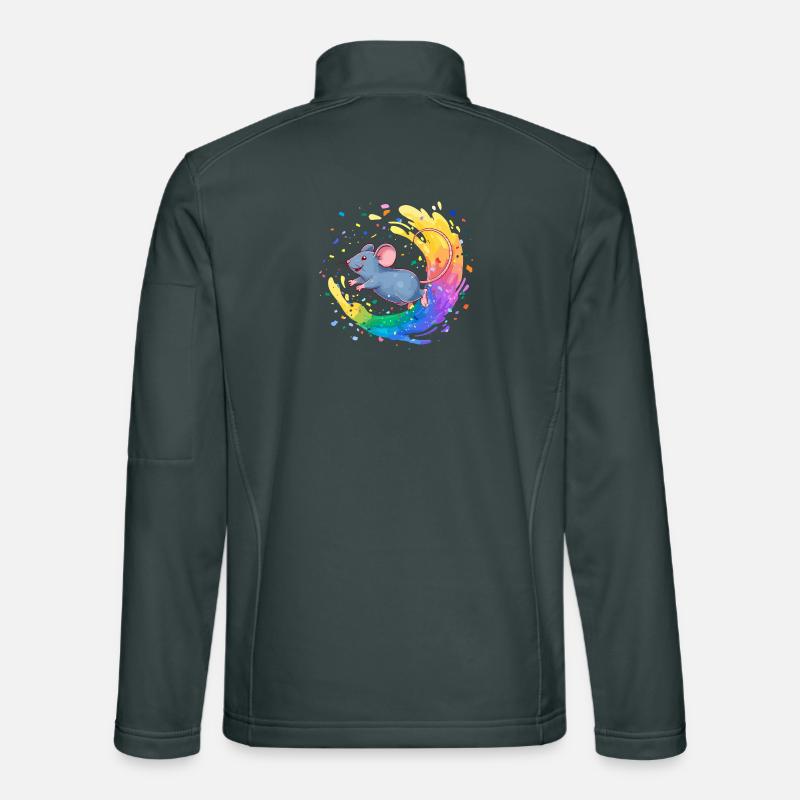 Souris colorée dans un tourbillon de couleurs Veste en tissu softshell Unisexe