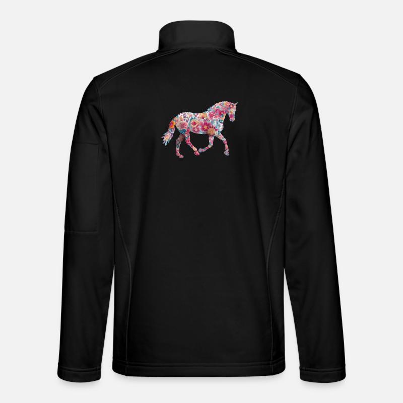 Pferd Blumen Muster - Unisex Softshelljacke - Schwarz