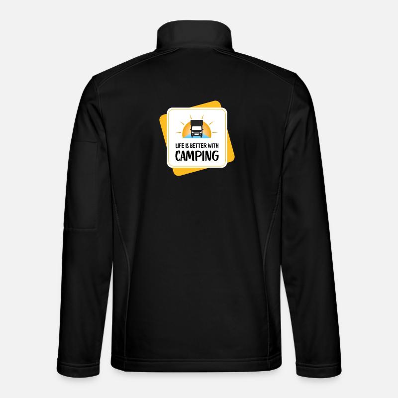 Life Is Better with Camping – Design - Unisex Softshelljacke - Schwarz