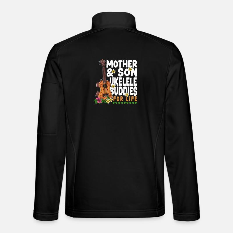 Hawaiian Ukulele Uke Mom Son - Unisex Softshell Jacket - black