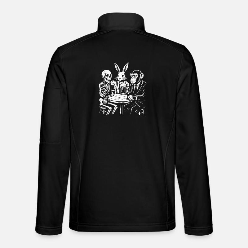 Trio Toasting : Singe Lapin Squelette - Veste en tissu softshell Unisexe - noir
