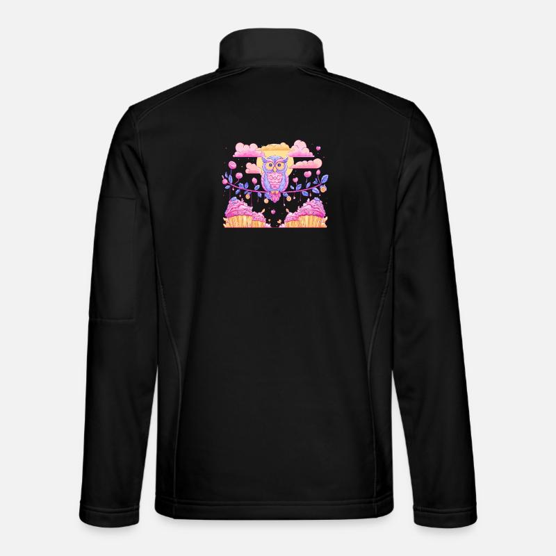 Pastell Eulenzauber über Cupcakes - Unisex Softshelljacke - Schwarz