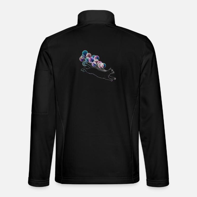 Schwebende Katze mit bunten Ballons Illustration - Unisex Softshelljacke - Schwarz