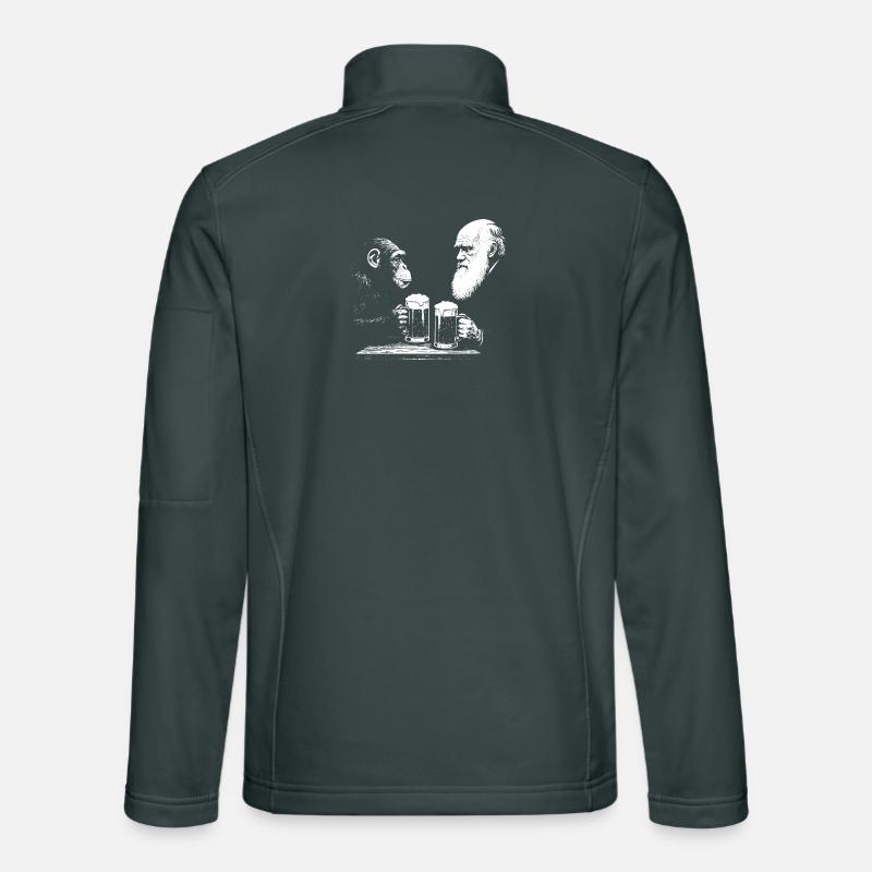 Chimp and Darwin drinking beer Unisex Softshell Jacket