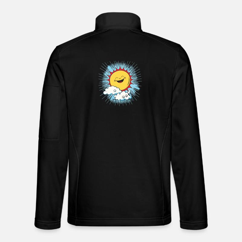 Lächelnde Sonne über Wolken - Unisex Softshelljacke - Schwarz
