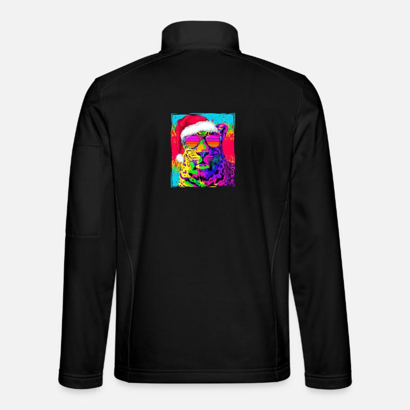 Portrait de Noël du léopard - Veste en tissu softshell Unisexe - noir