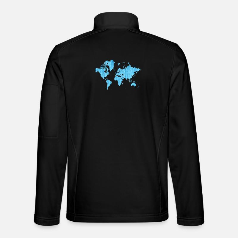 World Map Metallic Blue - Unisex Softshell Jacket - black
