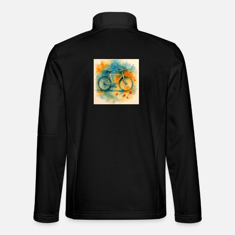 Aquarell, Fahrrad in Farbexplosion - Unisex Softshelljacke - Schwarz