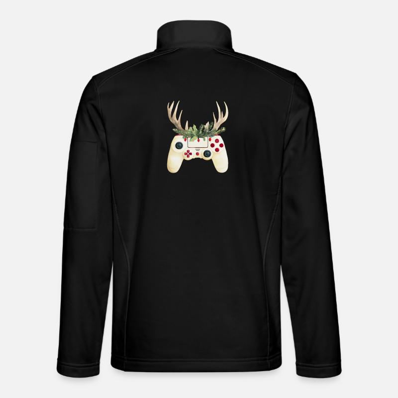 Weihnachtscontroller mit Hirschgeweih - Unisex Softshelljacke - Schwarz