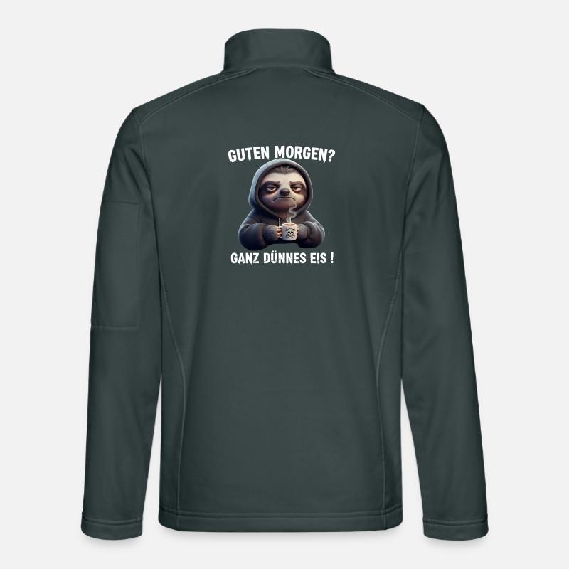 Grim Sloth with Coffee Saying Design Unisex Softshell Jacket