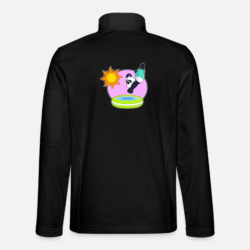 Panda Swimming Pool Summer - Unisex Softshell Jacket - black