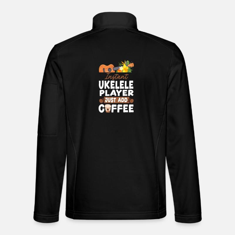 Hawaiian Ukulele Uke Coffee - Unisex Softshell Jacket - black
