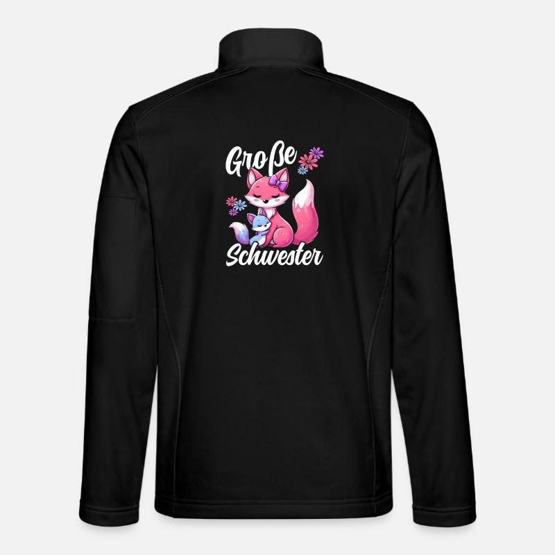 Big Sister Fox Lover Sibling - Unisex Softshell Jacket - black