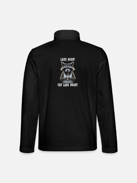 Lass mich! Ich lade noch – Müder Waschbär Kaffee - Unisex Softshelljacke - Schwarz